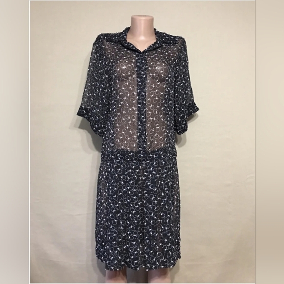 See by Chloe Black Chiffon Mini Mesh Dress Strawberry Size US 8 - Picture 2 of 10